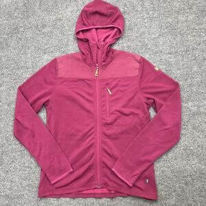 Fjallraven Keb Fleece Jacket Womens Small Pink Hooded Full Zip Outdoor Hiking